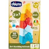 Chicco ECO+ Dieren 2-in-1 Stapeltoren – Stapel- & Vormenspeelgoed (9-36m)
