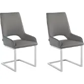 Notio Living Irma-Eetkamerstoel - Set van 2 - Grijs PU