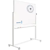 Smit Visual Whiteboard Verrijdbaar - Dubbelzijdig magnetisch - Emaille 90 x 120 cm