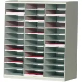 PaperFlow sorteerstation, A4, polystyreen, 36 vakken, B 674 x D 304 x H 791 mm, lichtgrijs