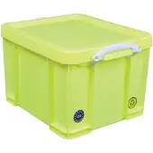Really Useful Box opbergdoos 35 liter | neongeel met witte handvaten