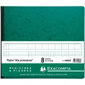 Exacompta Register 27x32cm - uitgesneden hoofd - 8 kolommen op 1 pagina - 28 lijnen - 80 blad - Geassorteerd - 16080E