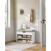 Mazazu - Schoenenbank - Schoenenrek - met Kussen - Wit - 30x60x44