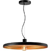 QUVIO Hanglamp modern - Dun design - Zwart met gouden binnenkant - Diameter 60 cm