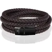 Memphis dubbele wrap armband Leer Bruin Zwart-21cm