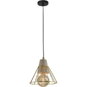 QUVIO Hanglamp industrieel - Beton met prismavormige kooi - Diameter 18 cm