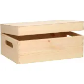 Hobbygroep Houten opbergkist met klepdeksel L 29,5 CM x B 19,5 CM x H 12,9 CM