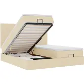 vidaXL Ottoman bed met matrassen 200x200cm stof crèmekleurig