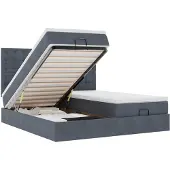 vidaXL Ottoman bed met matrassen 160x200cm fluweel donkergrijs