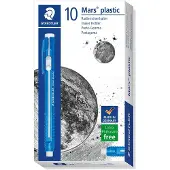Staedtler gum Mars Plastic gumhouder, blauw lichaam 10 stuks