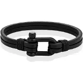 Mendes Dubbele Lederen Band - D-Shackle Noir-23cm