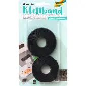 Folia klittenband, 20 mm x 2 m, zelfklevend, zwart