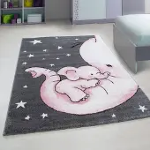 Muratap Kids olifant vloerkleed kinderkamer roze / laagpolig-