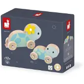 Janod Leerspel Houten Set van 2 rollende schildpadden Puur