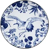 Tokyo Design Studio - Flora Japonica Crane - Bord - Blauw Wit - Porselein - Ø16 cm