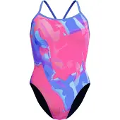 Speedo Placement Digital Turnback Swimsuit Blauw,Roze UK 36 Vrouw