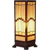 Clayre & Eef Tiffany tafellamp, 17x17x44 cm, beige glas