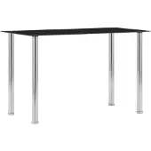 vidaXL Eettafel, zwart, 120 x 60 x 75 cm, met glasplaat