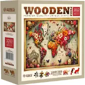 Wooden.City Houten puzzel 1000 stukjes voor volwassenen - Kleurrijke kaart - Afmeting 21,25 x 15,5 inch - Gemaakt in de EU