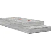 vidaXL Opbergbedframe met lade Grijs Sonoma 80 cm Bewerkt hout