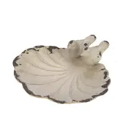 Meander Schaaltje vogeltjes antiek wit 11x11x3,5cm
