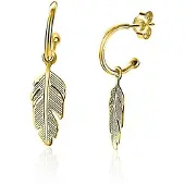 Zinzi zilveren trendy oorsieraden 14K geel verguld veertje ZIO1867G