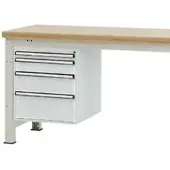 Manuflex onderbouw met schuifladen, voor werkbank Profi diepte 700 mm, lichtgrijs