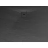 Schulte douchebak 75x140x4 cm Mineraalmarmer steen-optiek, composiet Antraciet, inclusief afvoergarnituur, EP216714-57
