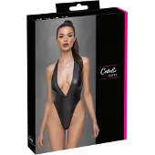 Cottelli Party - body met halsband - glanzend - zwart - M