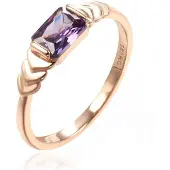 Cilla Jewels Damesring met Grote Rechthoekige Paarse Zirkonia-18mm