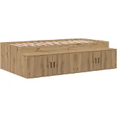 vidaXL Bedframe met lade Artisan Eiken 90 x 200 cm Bewerkt hout