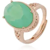 Deja Jewels Damesring - Verstelbaar, Met Grote Ovale Lichtgroene Zirkonia Steen