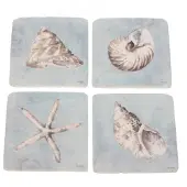 Meander Onderzetters Schelpen, s/4, 9,5x9,5cm