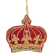 MEA Kroon Ornament Fleur de Lis rood/goudkl. 10x1,2x9cm