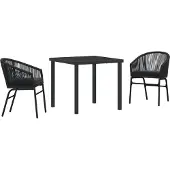 vidaXL Tuin Eettafel Set 3 st Zwart Gepoedercoat staal