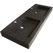 Brauer Lava Dubbele Meubelwastafel 120x46cm Natuursteen Basalt - 2 Kraangaten - Antraciet - Mineraalmarmer - 8720359351395 - Rechthoekig - Wastafels,