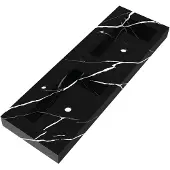 Brauer Coral Dubbele Wastafel 140x46cm Artificial Marble - 2 Kraangaten - Nero Marquina - 8720359385161 - Rechthoekig - Wastafels, Meubelwastafels