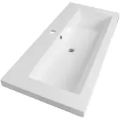 Brauer Solar Medium Meubelwastafel 100x46cm Mineraalmarmer - 1 Kraangat - Zijdeglans Wit - 8720359352033 - Rechthoekig - Wastafels, Meubelwastafels