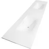 Brauer Glacier Dubbele Meubelwastafel 199x46cm Fine Stone - Zonder Kraangat - Glans Wit - 8720359352583 - Rechthoekig - Wastafels, Meubelwastafels