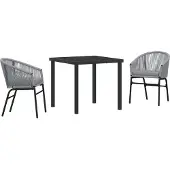 vidaXL Tuin Eettafel Set 3 st Antraciet Gepoedercoat staal