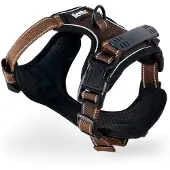 Lionto anti-trek hondentuig, verstelbaar, reflecterend & ademend, bruin XL
