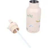 Kidzroom Small Talk - Schoolbeker en Drinkfles - 350ml - Stainless Steel - Vliegtuigen - Beige