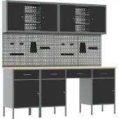 vidaXL Werkbank met opbergruimte, 10 stuks, zwart, voor ingenieurs, van hout en staal