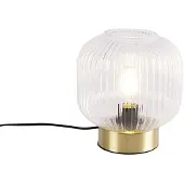 QAZQA Art Deco tafellamp messing met glas - Karel