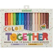 Ooly Color Together Dual Tip Markers - 18 Kleuren, 12 Fel en 6 Huidtinten, Borstel en Fijne Punt