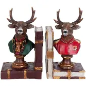 Newport boekensteunen set van 2 14x13x18 cm rood kunststof herten