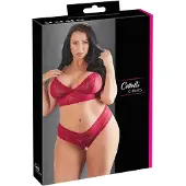 Cottelli collection Cottelli Plus Size – Lingerie Set met Open String voor Uitstraling vol Passie – Maat 4XL – Rood
