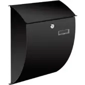 Perel Brievenbus Nice, wandmontage, gebogen front, met naamplaatje, incl. 2 sleutels, afmetingen (H x B x D) 40 x 31 x 16 cm, zwart