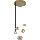 QAZQA Art Deco hanglamp goud met amber glas - Jia