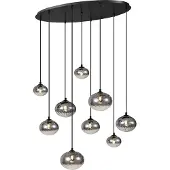 QAZQA Moderne hanglamp zwart met smoke glas 9-lichts - Jia